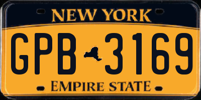 NY license plate GPB3169
