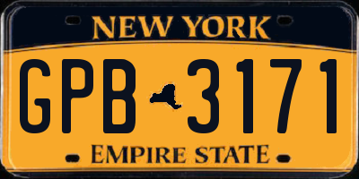 NY license plate GPB3171