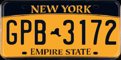 NY license plate GPB3172