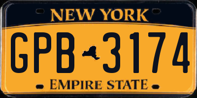 NY license plate GPB3174