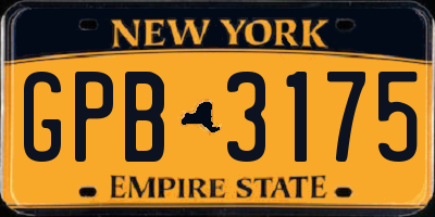 NY license plate GPB3175