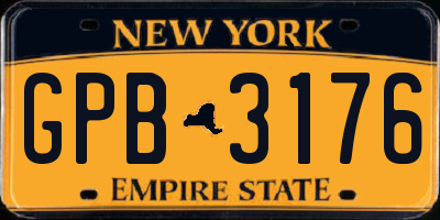 NY license plate GPB3176