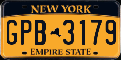 NY license plate GPB3179