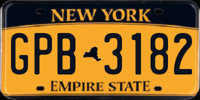 NY license plate GPB3182