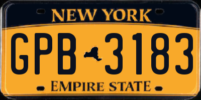 NY license plate GPB3183