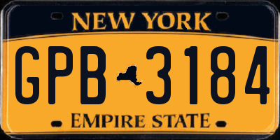 NY license plate GPB3184