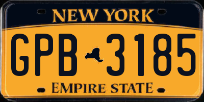 NY license plate GPB3185