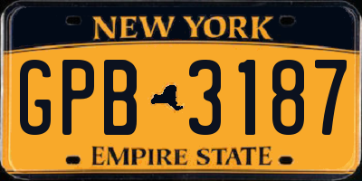 NY license plate GPB3187