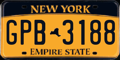 NY license plate GPB3188