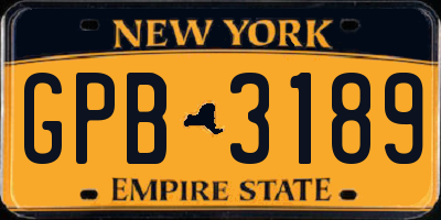 NY license plate GPB3189