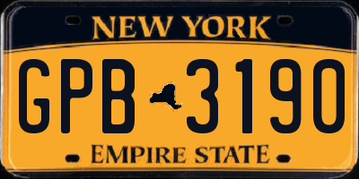 NY license plate GPB3190