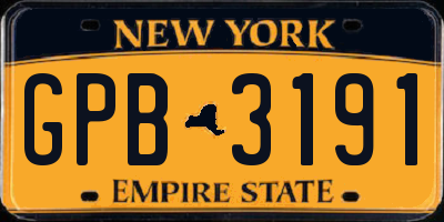 NY license plate GPB3191