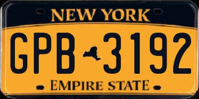 NY license plate GPB3192