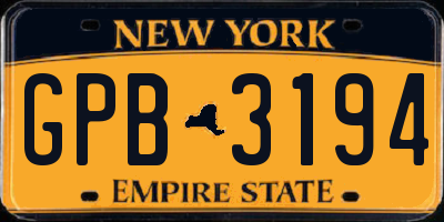 NY license plate GPB3194