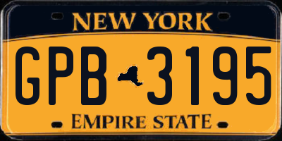 NY license plate GPB3195