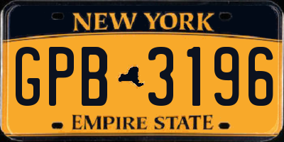 NY license plate GPB3196