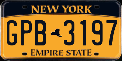 NY license plate GPB3197