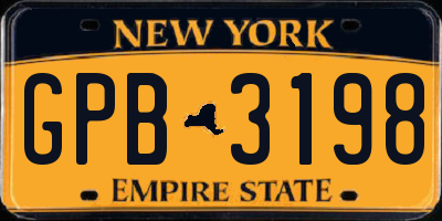 NY license plate GPB3198