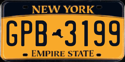 NY license plate GPB3199
