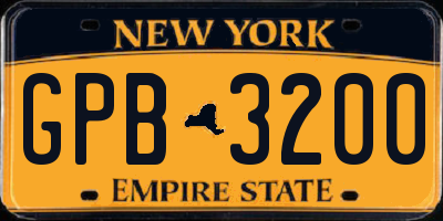 NY license plate GPB3200