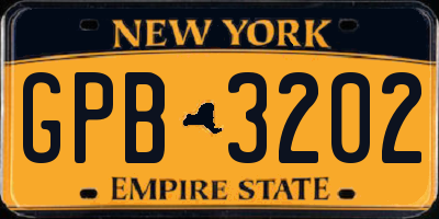 NY license plate GPB3202