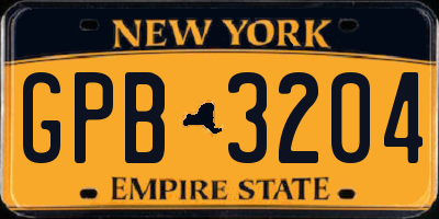 NY license plate GPB3204