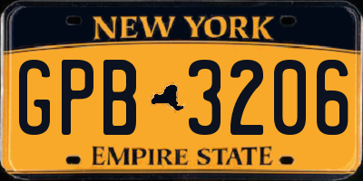NY license plate GPB3206