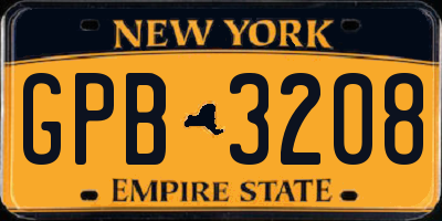 NY license plate GPB3208
