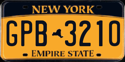 NY license plate GPB3210