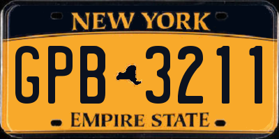 NY license plate GPB3211