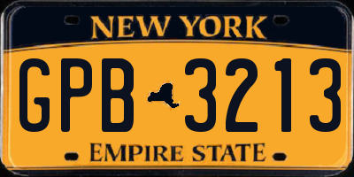 NY license plate GPB3213