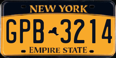 NY license plate GPB3214
