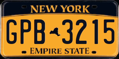 NY license plate GPB3215
