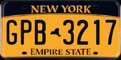 NY license plate GPB3217