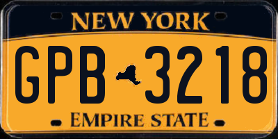 NY license plate GPB3218