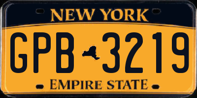 NY license plate GPB3219