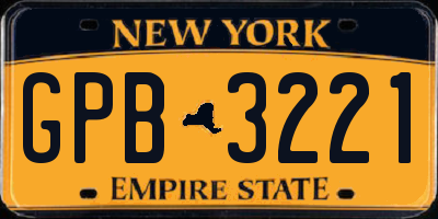 NY license plate GPB3221