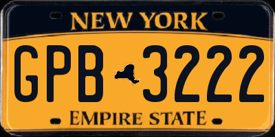 NY license plate GPB3222