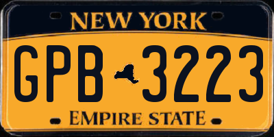 NY license plate GPB3223