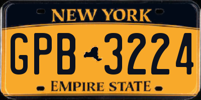 NY license plate GPB3224