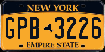 NY license plate GPB3226