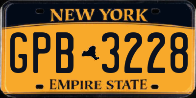 NY license plate GPB3228