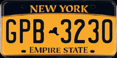 NY license plate GPB3230