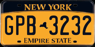 NY license plate GPB3232