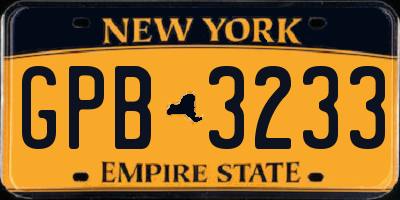 NY license plate GPB3233