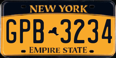 NY license plate GPB3234