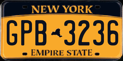 NY license plate GPB3236