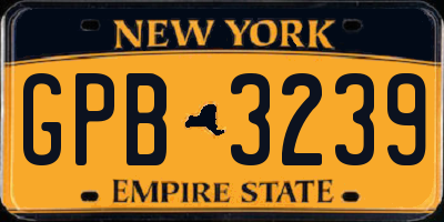 NY license plate GPB3239
