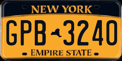 NY license plate GPB3240