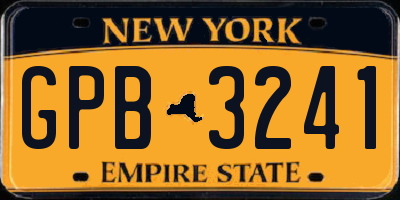 NY license plate GPB3241
